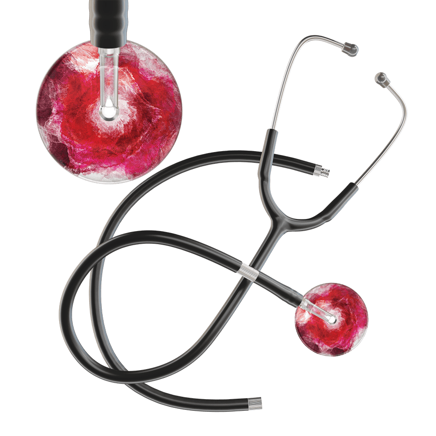 Ultrascope Single Stethoscope US076M13 / Adult / Black Extended Tubing TieDye Single Color Stethoscope - Watercolor Designs