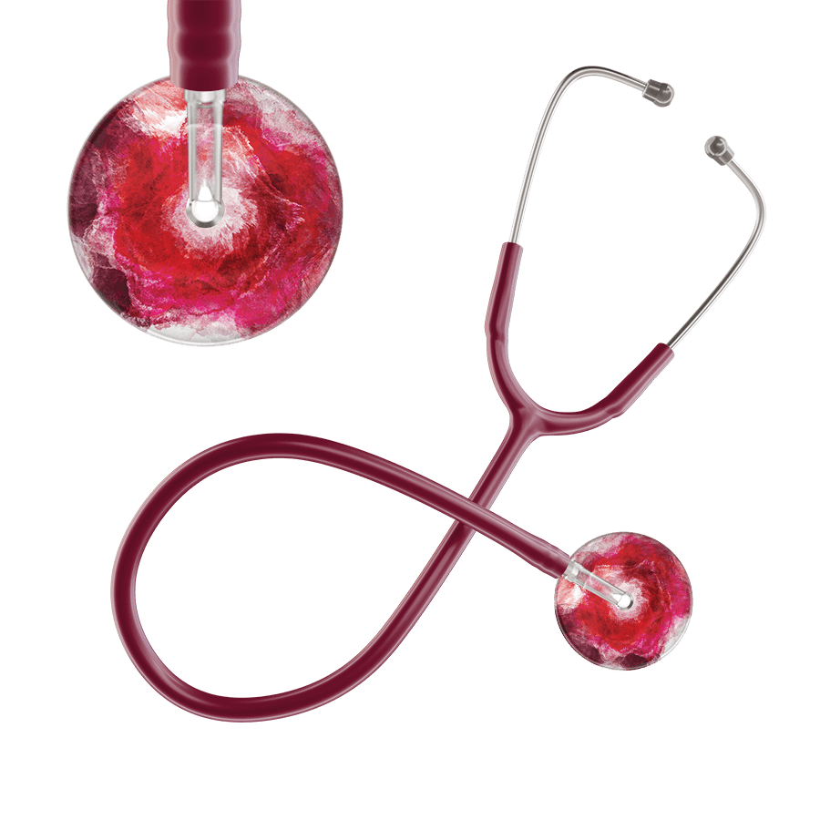 Ultrascope Single Stethoscope US076M13 / Adult / Burgundy TieDye Single Color Stethoscope - Watercolor Designs