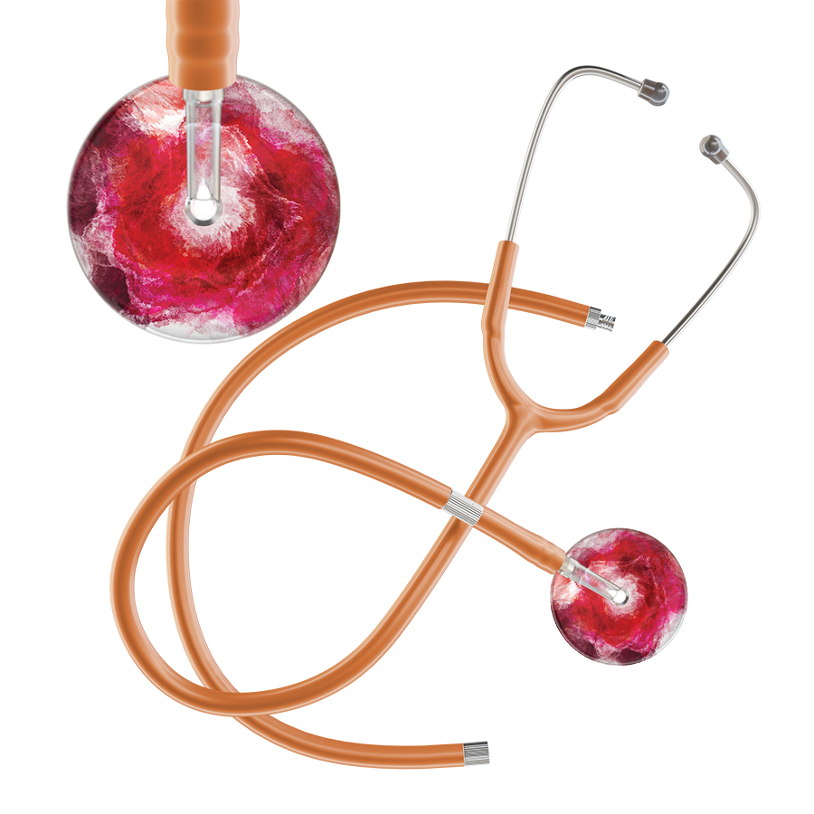 Ultrascope Single Stethoscope US076M13 / Adult / Caramel Extended Tubing TieDye Single Color Stethoscope - Watercolor Designs
