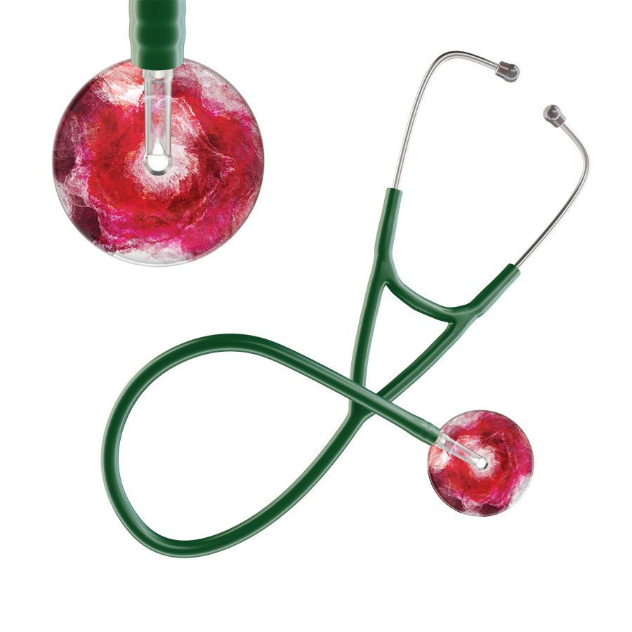 Ultrascope Single Stethoscope US076M13 / Pediatric / Dark Green TieDye Single Color Stethoscope - Cardiology Watercolor Designs