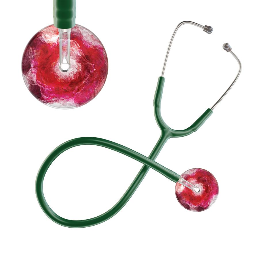 Ultrascope Single Stethoscope US076M13 / Adult / Dark Green TieDye Single Color Stethoscope - Watercolor Designs