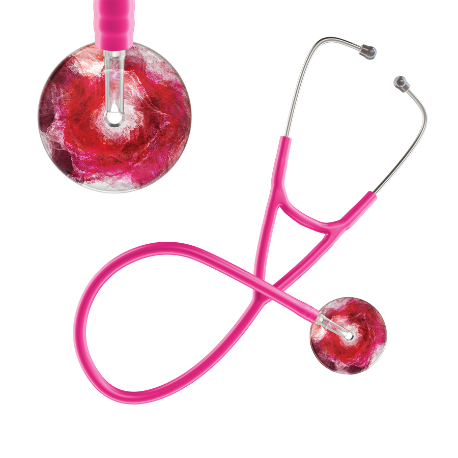 Ultrascope Single Stethoscope US076M13 / Adult / Hot Pink TieDye Single Color Stethoscope - Cardiology Watercolor Designs