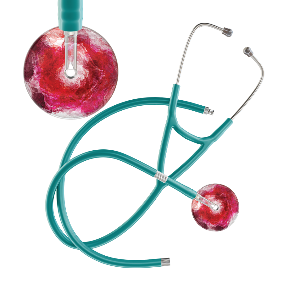 Ultrascope Single Stethoscope US076M13 / Pediatric / Jade Extended Tubing TieDye Single Color Stethoscope - Cardiology Watercolor Designs
