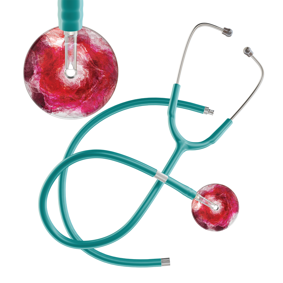 Ultrascope Single Stethoscope US076M13 / Adult / Jade Extended Tubing TieDye Single Color Stethoscope - Watercolor Designs