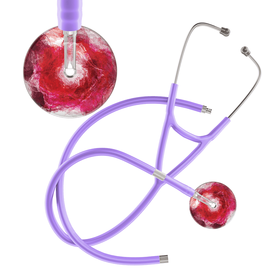 Ultrascope Single Stethoscope US076M13 / Adult / Lavender Extended Tubing TieDye Single Color Stethoscope - Cardiology Watercolor Designs