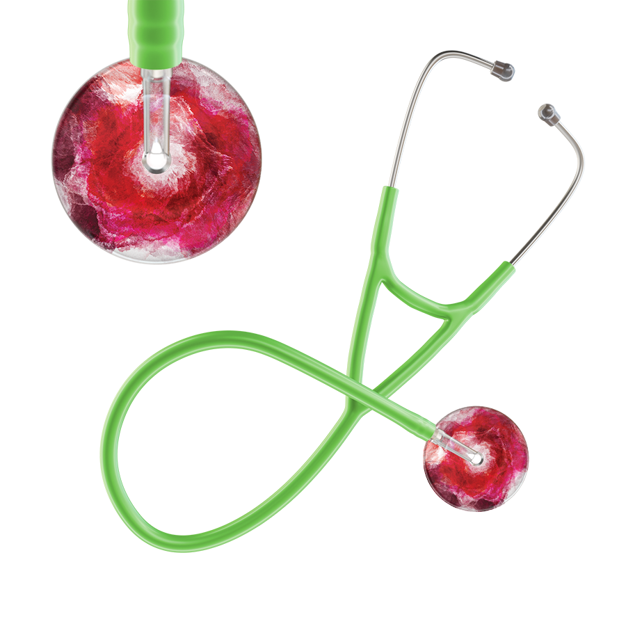 Ultrascope Single Stethoscope US076M13 / Pediatric / Lime Green TieDye Single Color Stethoscope - Cardiology Watercolor Designs