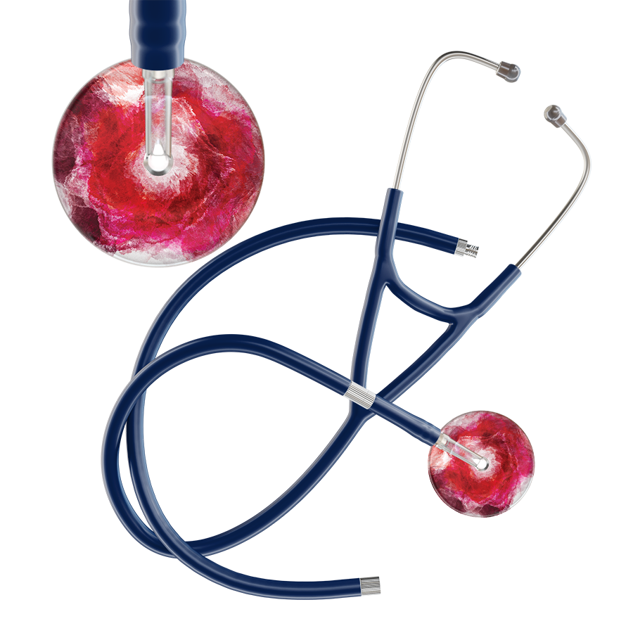 Ultrascope Single Stethoscope US076M13 / Pediatric / Navy Extended Tubing TieDye Single Color Stethoscope - Cardiology Watercolor Designs