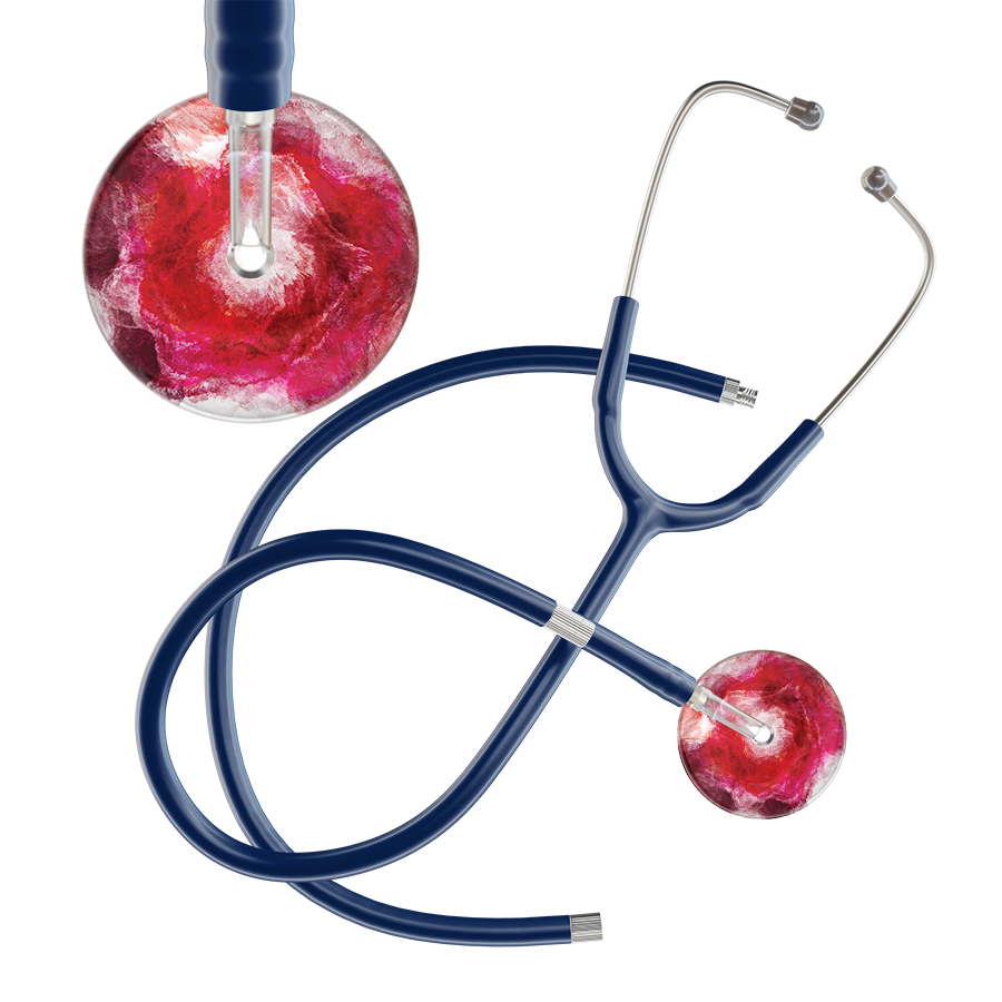 Ultrascope Single Stethoscope US076M13 / Adult / Navy Extended Tubing TieDye Single Color Stethoscope - Watercolor Designs