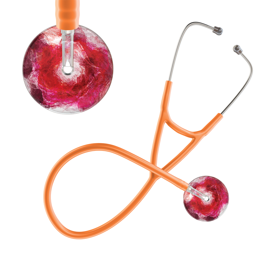 Ultrascope Single Stethoscope US076M13 / Pediatric / Orange TieDye Single Color Stethoscope - Cardiology Watercolor Designs