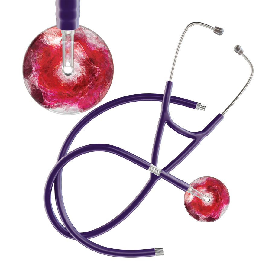 Ultrascope Single Stethoscope US076M13 / Adult / Purple Extended Tubing TieDye Single Color Stethoscope - Cardiology Watercolor Designs
