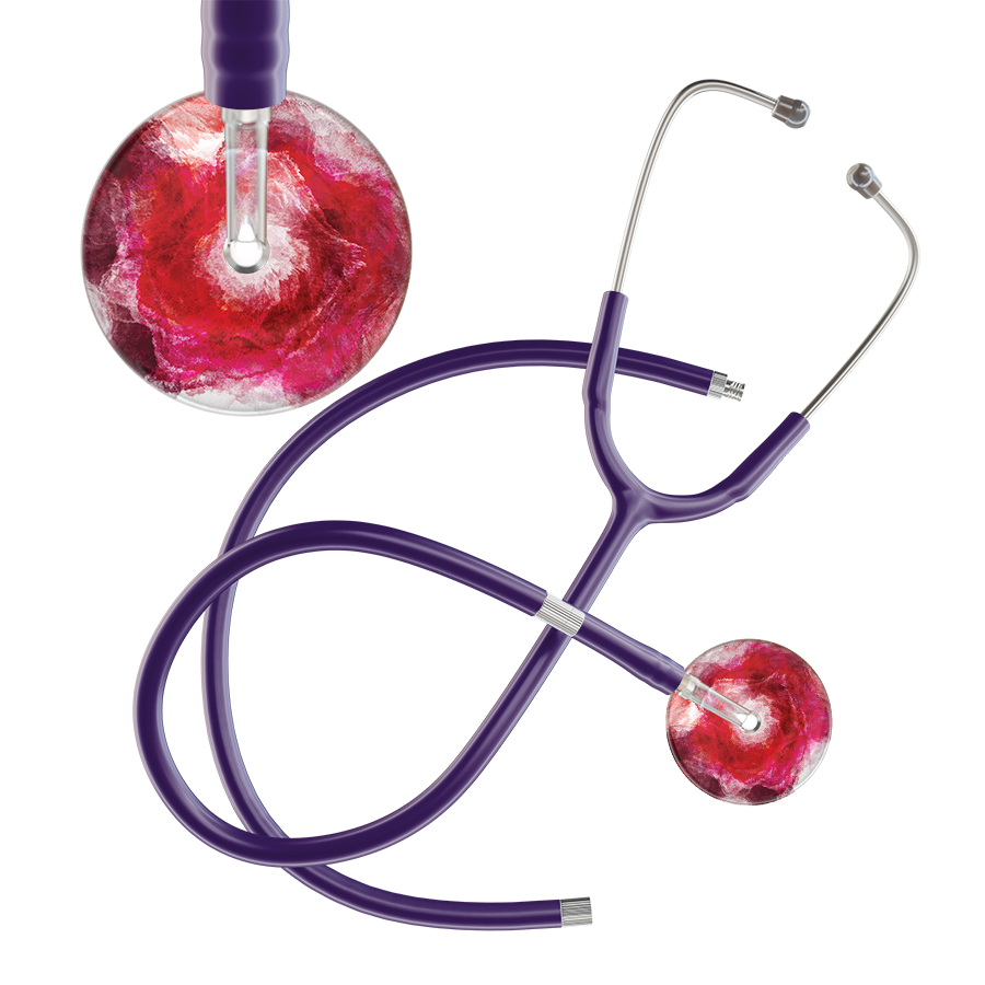 Ultrascope Single Stethoscope US076M13 / Adult / Purple Extended Tubing TieDye Single Color Stethoscope - Watercolor Designs