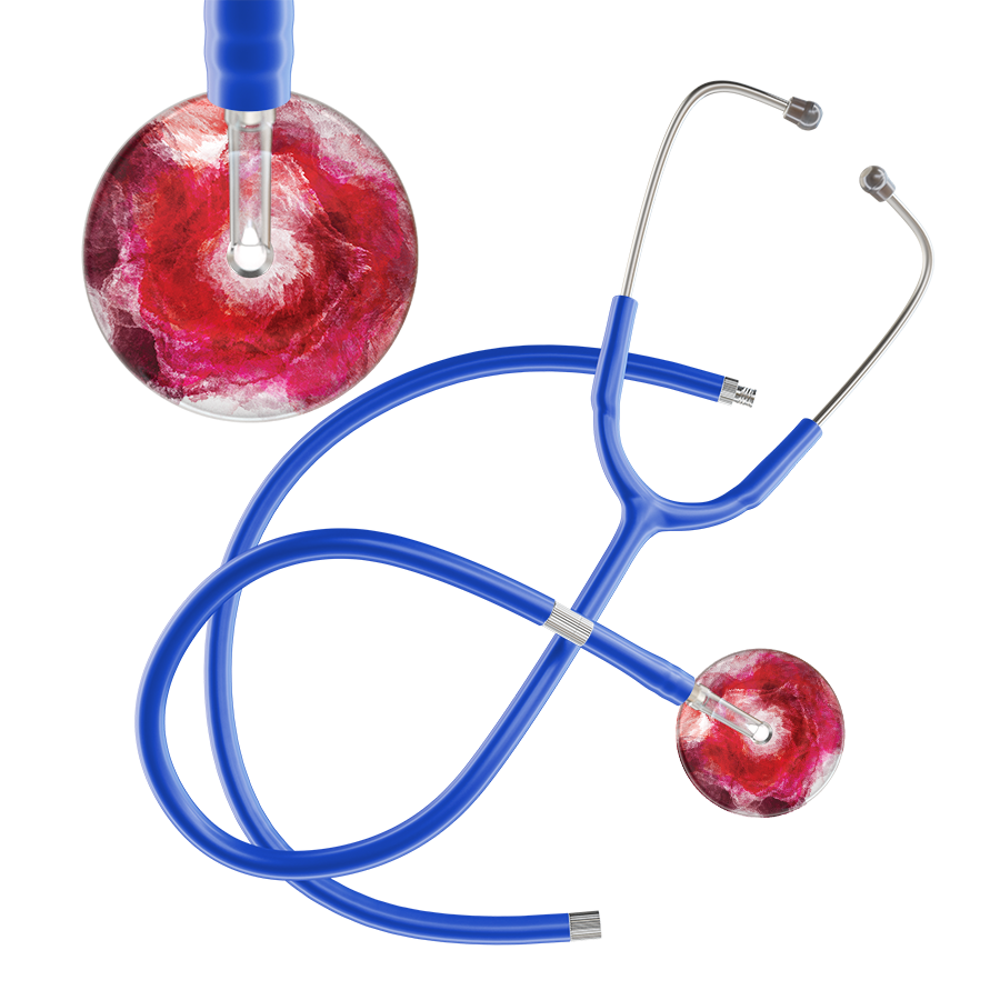 Ultrascope Single Stethoscope US076M13 / Adult / Royal Blue Extended Tubing TieDye Single Color Stethoscope - Watercolor Designs