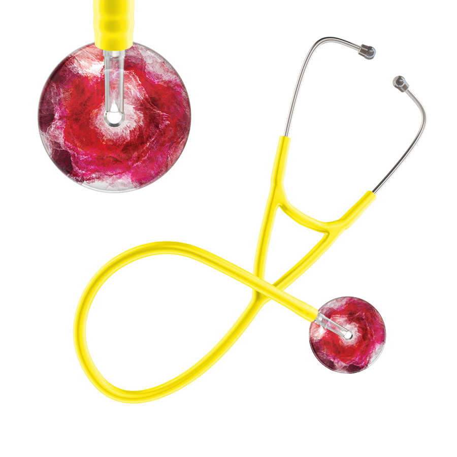 Ultrascope Single Stethoscope US076M13 / Adult / Yellow TieDye Single Color Stethoscope - Cardiology Watercolor Designs