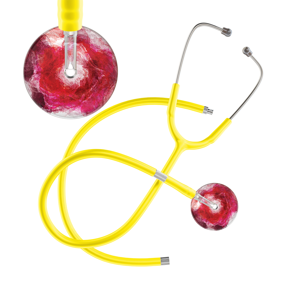 Ultrascope Single Stethoscope US076M13 / Adult / Yellow Extended Tubing TieDye Single Color Stethoscope - Watercolor Designs