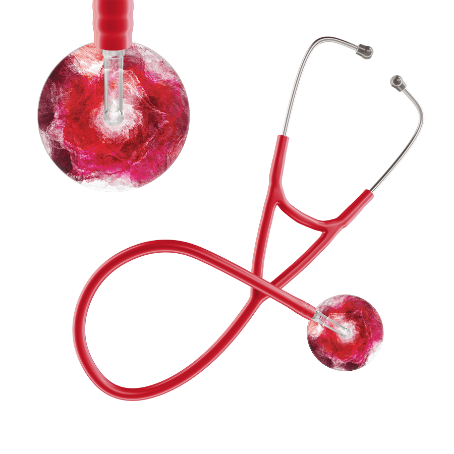 Ultrascope Single Stethoscope US076M13 / Adult / Red TieDye Stethoscope - Cardiology Watercolor Designs