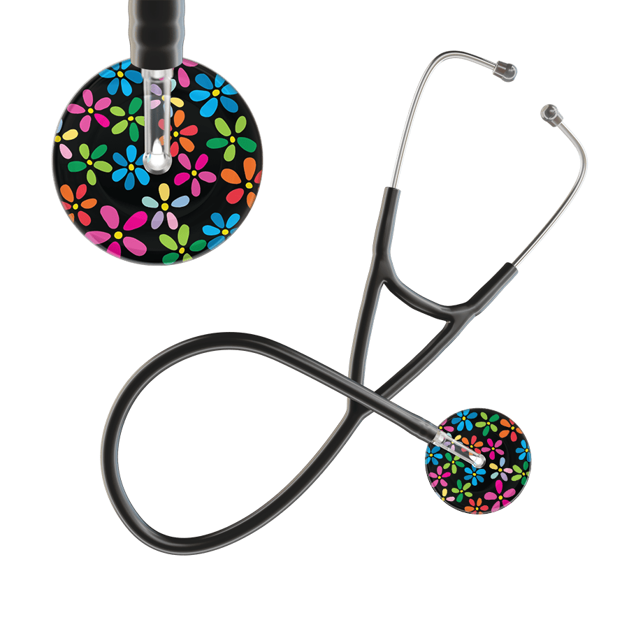 Ultrascope Single Stethoscope Black Flower Power / Adult / Black Dark Flower Power Cardiology Stethoscope