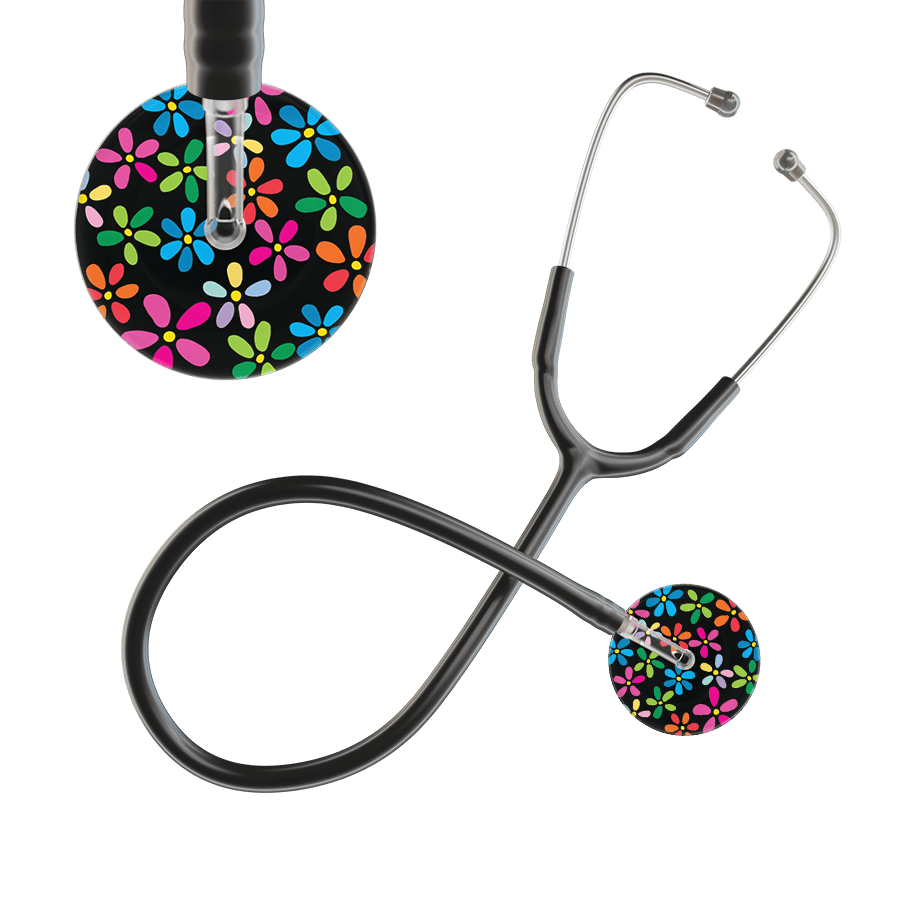 Ultrascope Single Stethoscope Black Flower Power / Adult / Black Flower Power Stethoscope