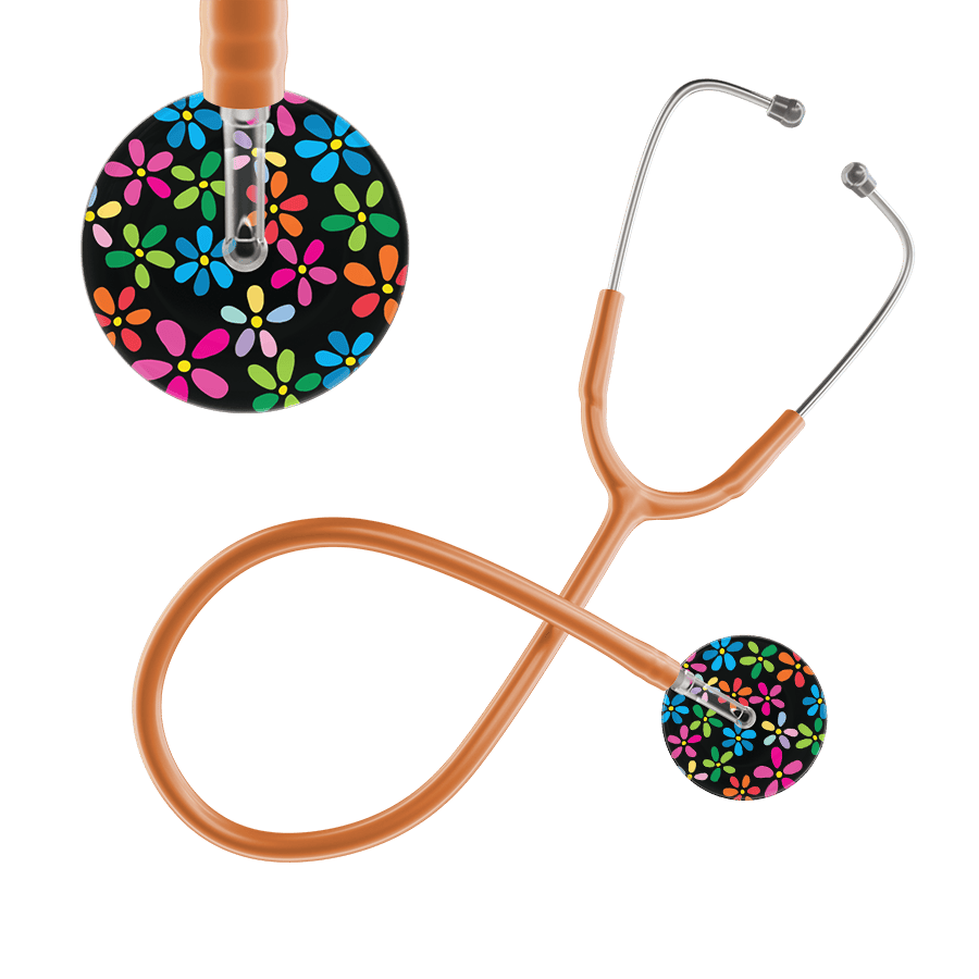 Ultrascope Single Stethoscope Black Flower Power / Pediatric / Caramel Dark Flower Power Stethoscope