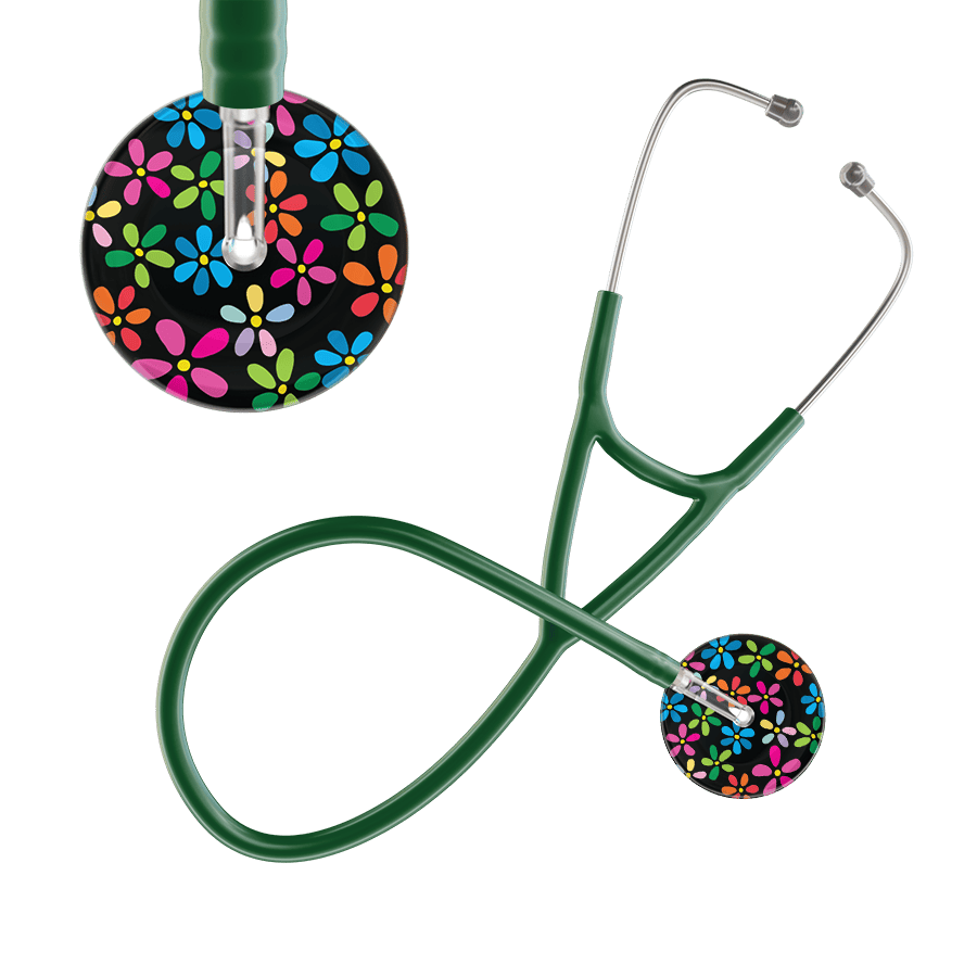 Ultrascope Single Stethoscope Black Flower Power / Adult / Dark Green Dark Flower Power Cardiology Stethoscope