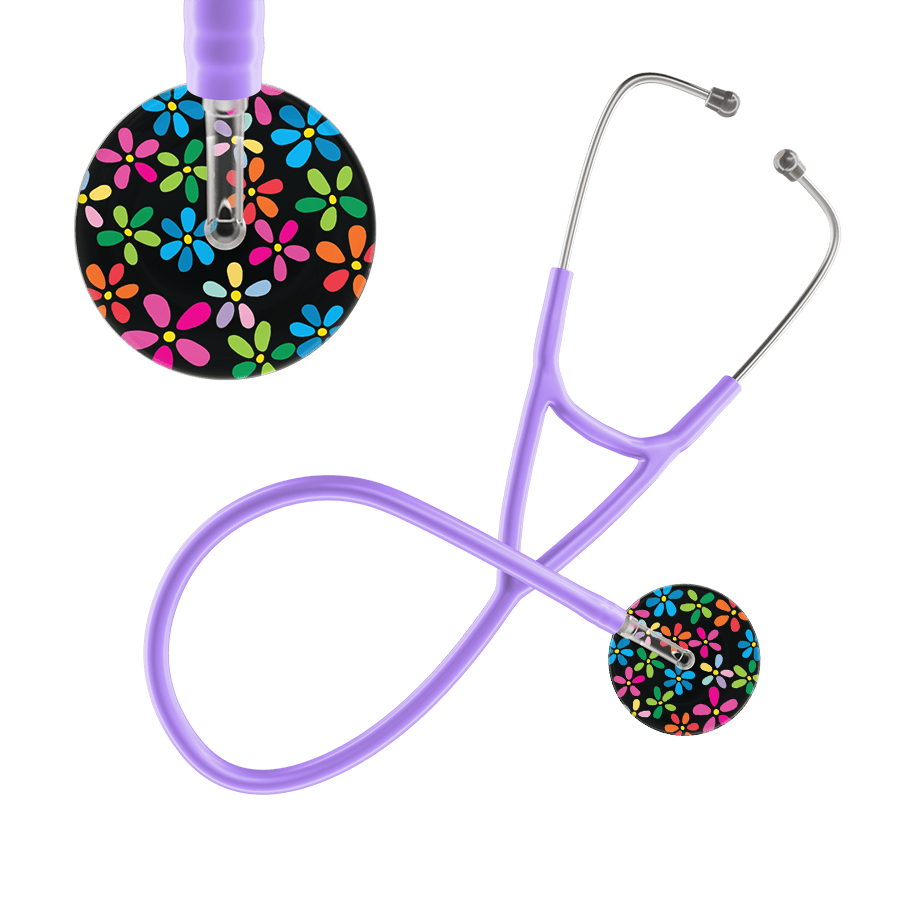 Ultrascope Single Stethoscope Black Flower Power / Adult / Lavender Dark Flower Power Cardiology Stethoscope