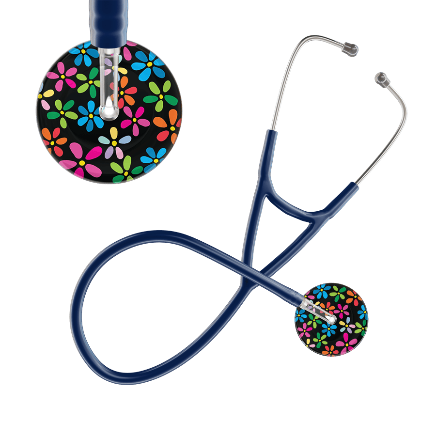Ultrascope Single Stethoscope Black Flower Power / Adult / Navy Dark Flower Power Cardiology Stethoscope