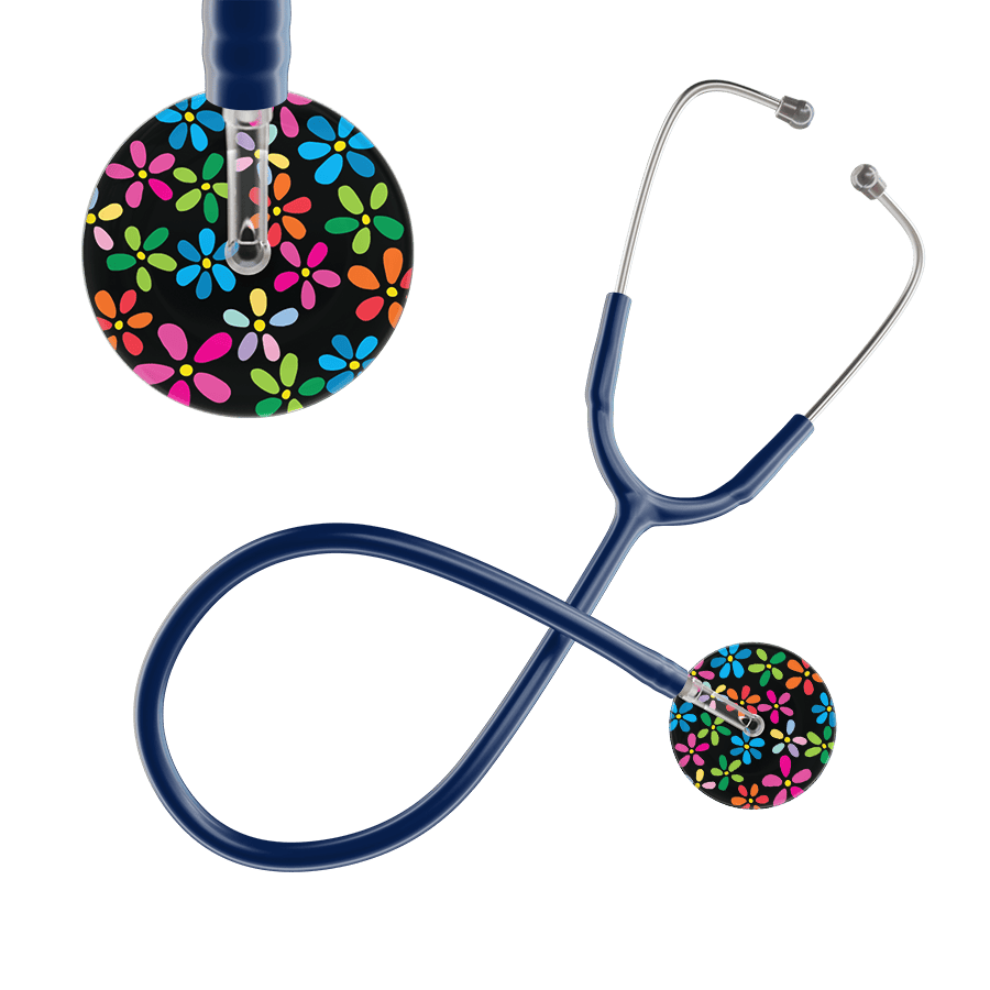 Ultrascope Single Stethoscope Black Flower Power / Adult / Navy Flower Power Stethoscope