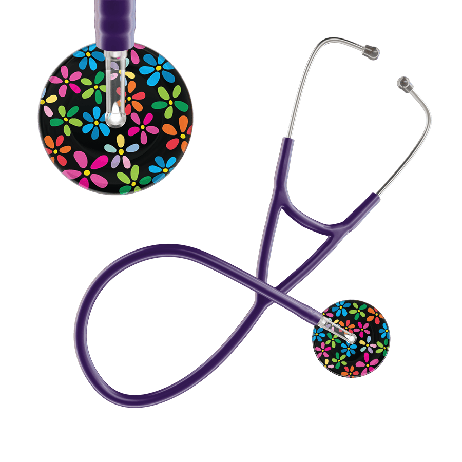 Ultrascope Single Stethoscope Black Flower Power / Adult / Purple Dark Flower Power Cardiology Stethoscope