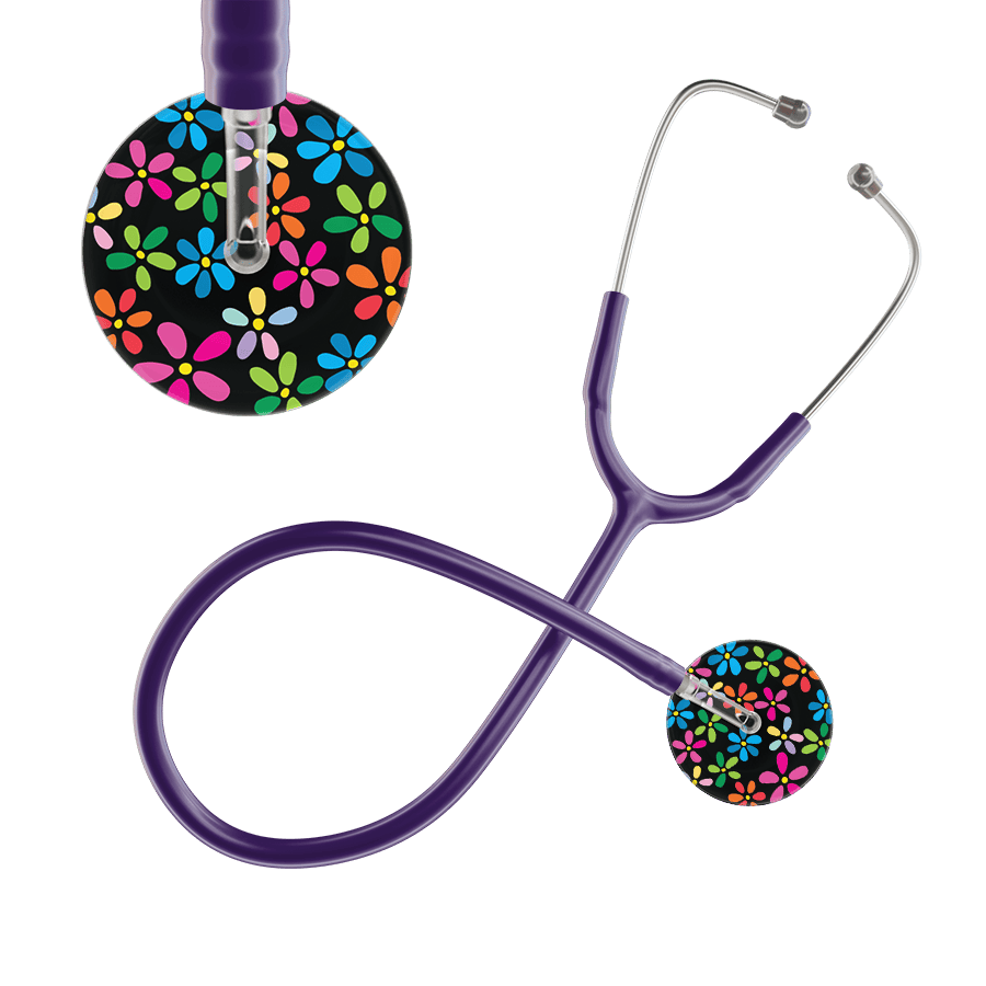 Ultrascope Single Stethoscope Black Flower Power / Adult / Purple Flower Power Stethoscope