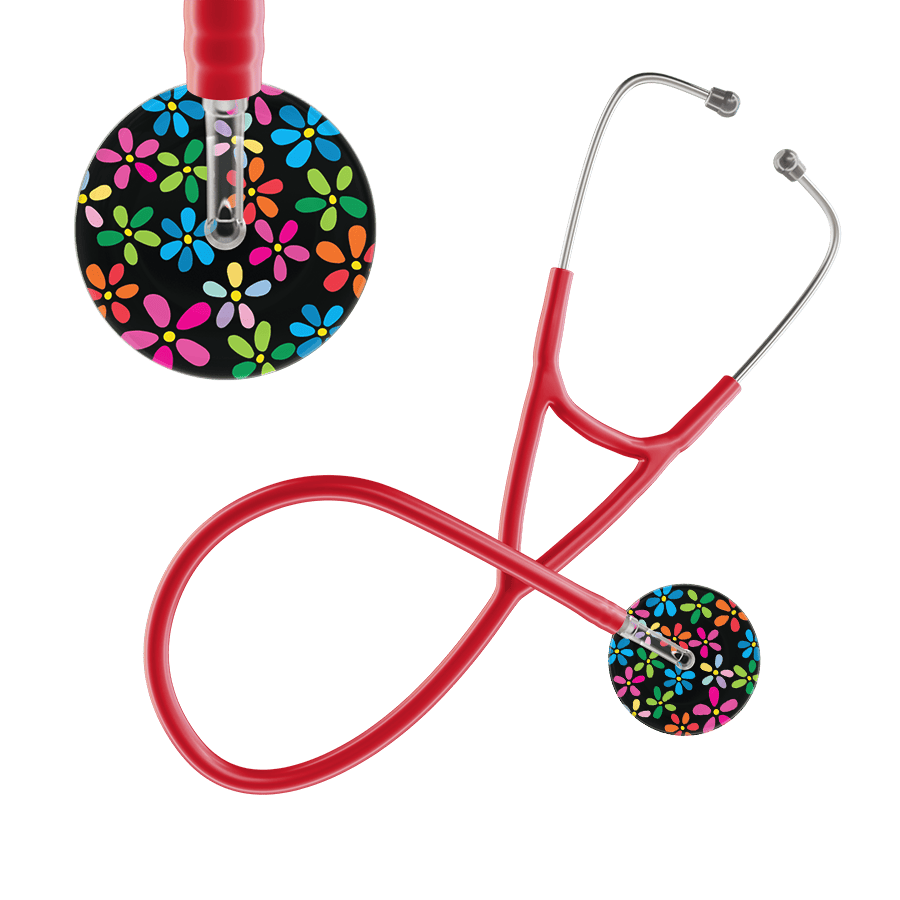 Ultrascope Single Stethoscope Black Flower Power / Adult / Red Flower Power Cardiology Stethoscope
