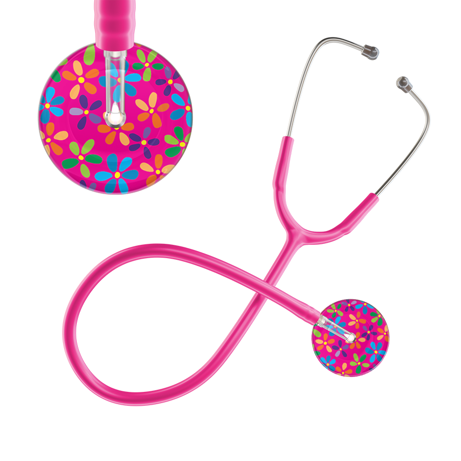 Ultrascope Single Stethoscope Hot Pink Flower Power / Adult / Hot Pink Light Flower Power Stethoscope
