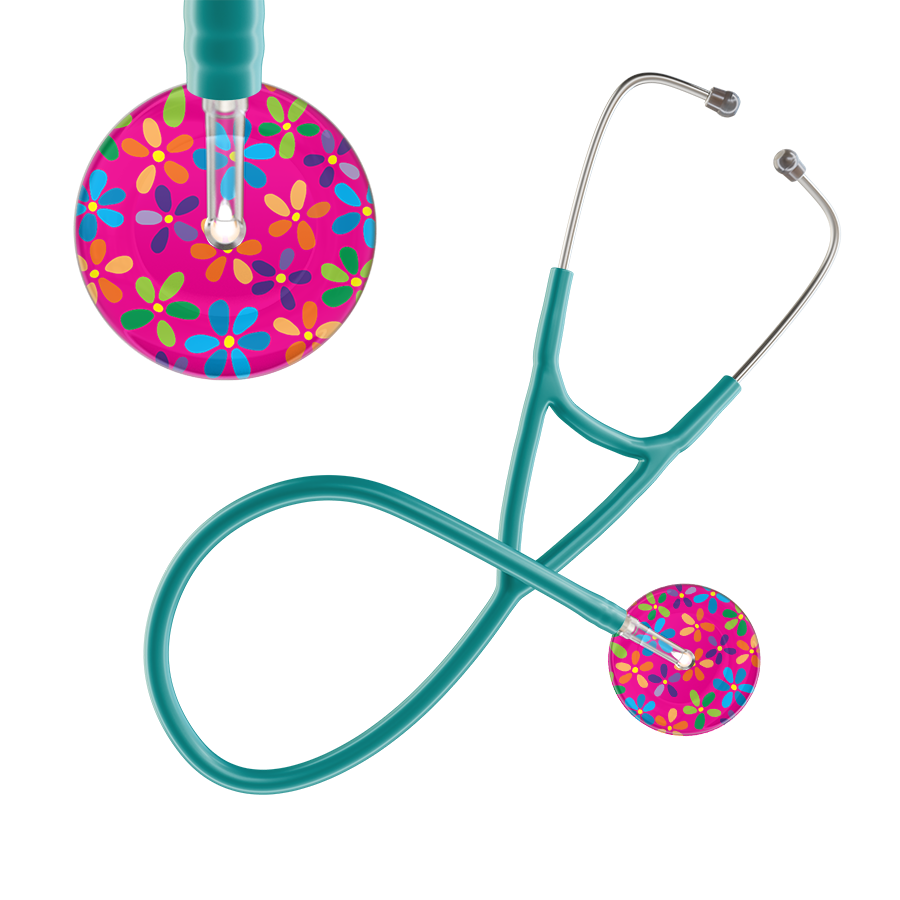 Ultrascope Single Stethoscope Hot Pink Flower Power / Adult / Jade Light Flower Power Cardiology Stethoscope