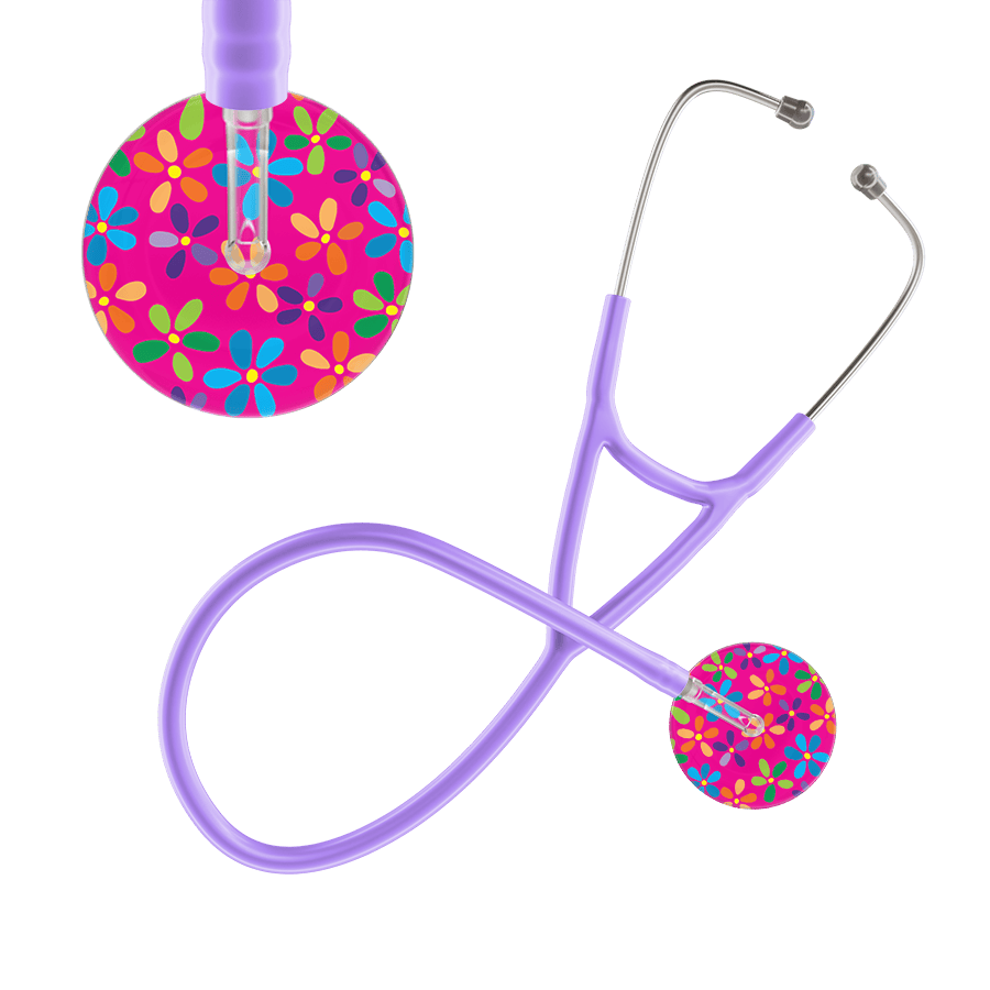 Ultrascope Single Stethoscope Hot Pink Flower Power / Adult / Lavender Light Flower Power Cardiology Stethoscope
