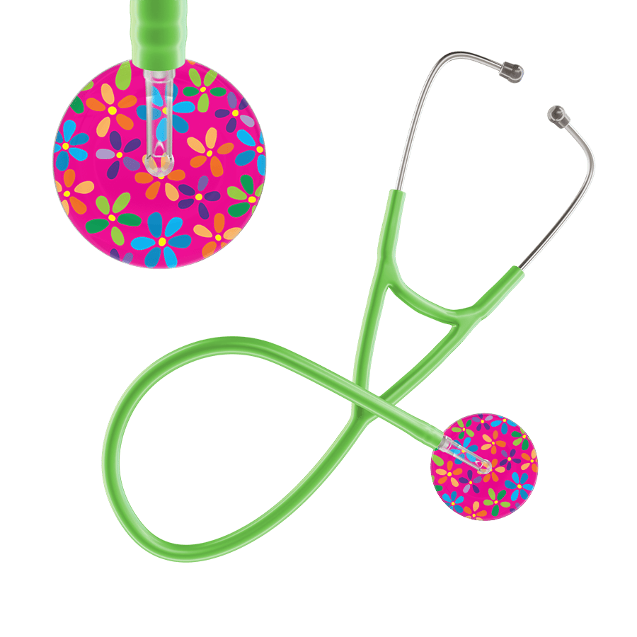 Ultrascope Single Stethoscope Hot Pink Flower Power / Adult / Lime Green Flower Power Cardiology Stethoscope