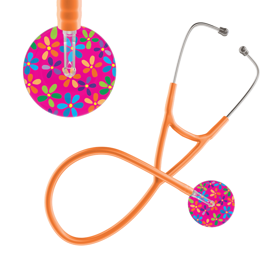Ultrascope Single Stethoscope Hot Pink Flower Power / Adult / Orange Flower Power Cardiology Stethoscope