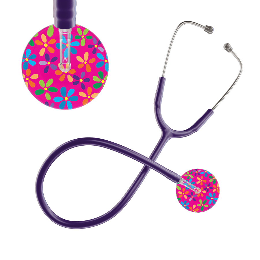 Ultrascope Single Stethoscope Hot Pink Flower Power / Adult / Purple Flower Power Stethoscope