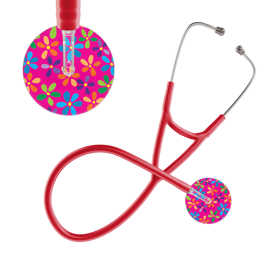 Ultrascope Single Stethoscope Hot Pink Flower Power / Adult / Red Flower Power Cardiology Stethoscope