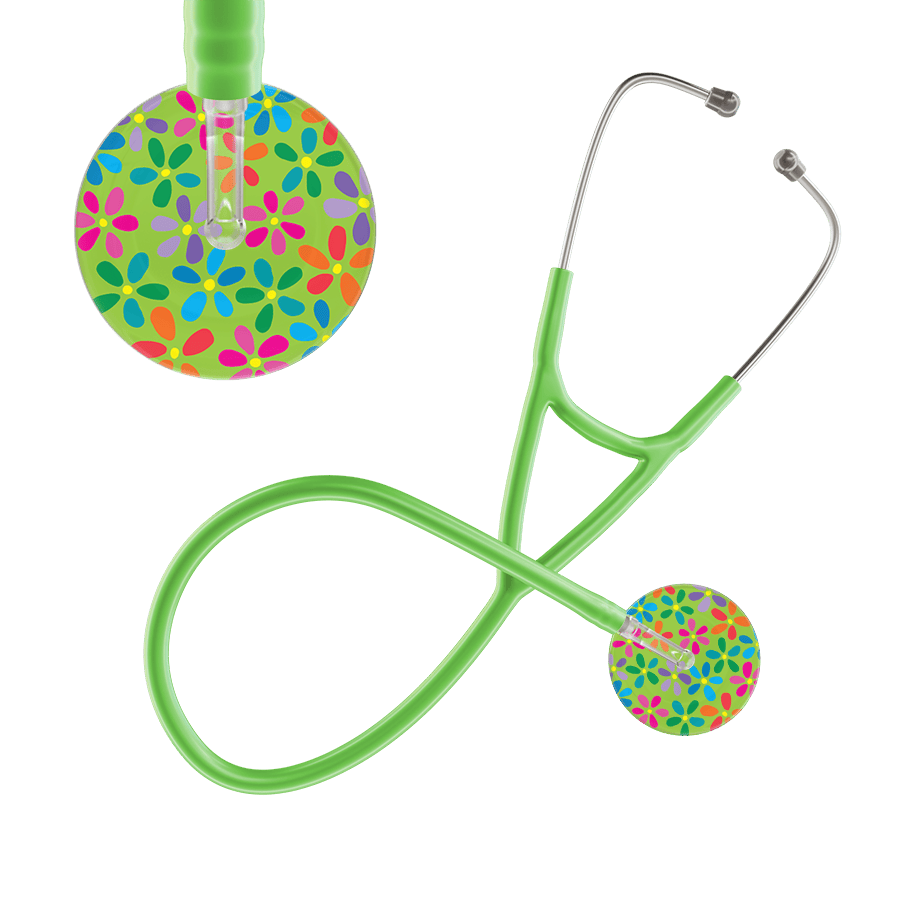 Ultrascope Single Stethoscope Lime Green Flower Power / Adult / Lime Green Light Flower Power Cardiology Stethoscope