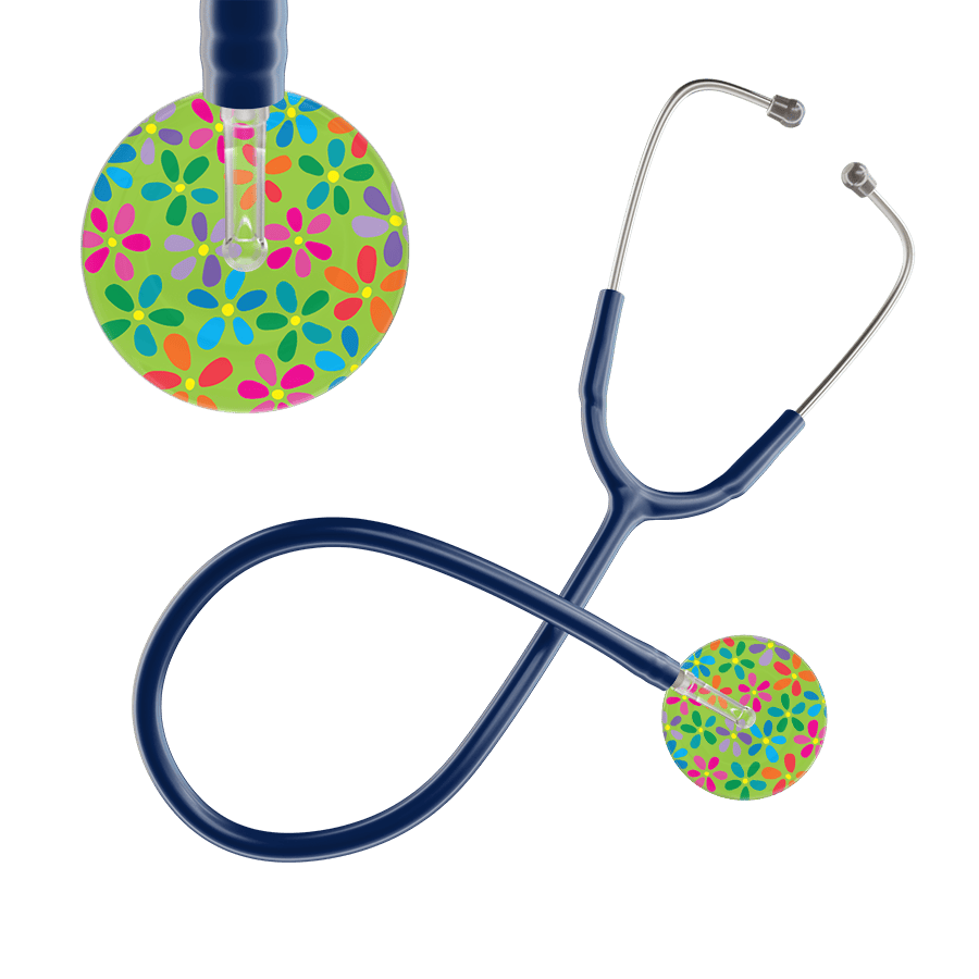 Ultrascope Single Stethoscope Lime Green Flower Power / Adult / Navy Flower Power Stethoscope