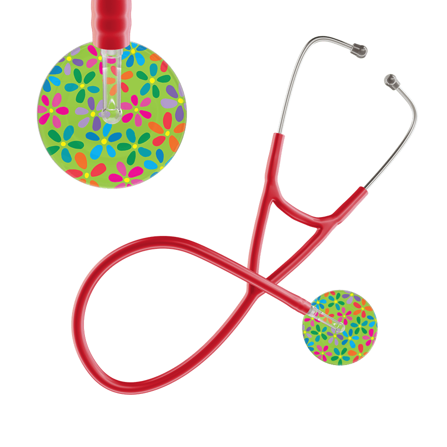 Ultrascope Single Stethoscope Lime Green Flower Power / Adult / Red Flower Power Cardiology Stethoscope