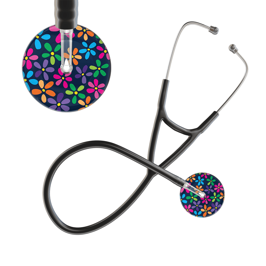 Ultrascope Single Stethoscope Navy Flower Power / Adult / Black Dark Flower Power Cardiology Stethoscope
