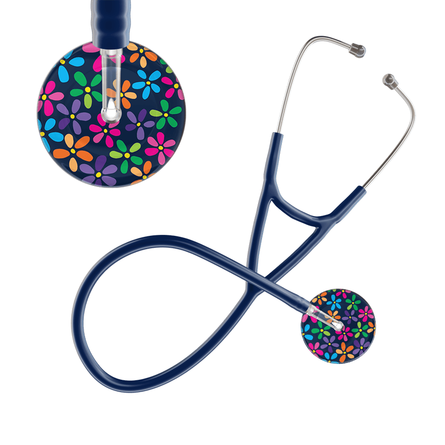 Ultrascope Single Stethoscope Navy Flower Power / Adult / Navy Dark Flower Power Cardiology Stethoscope