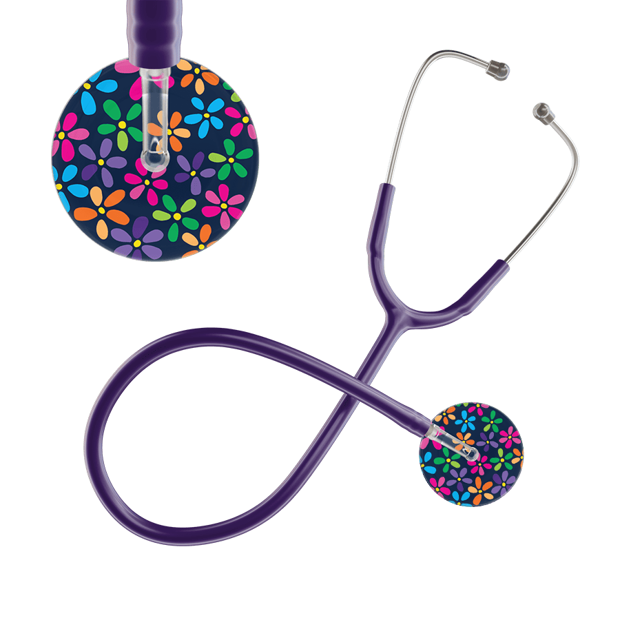 Ultrascope Single Stethoscope Navy Flower Power / Adult / Purple Flower Power Stethoscope