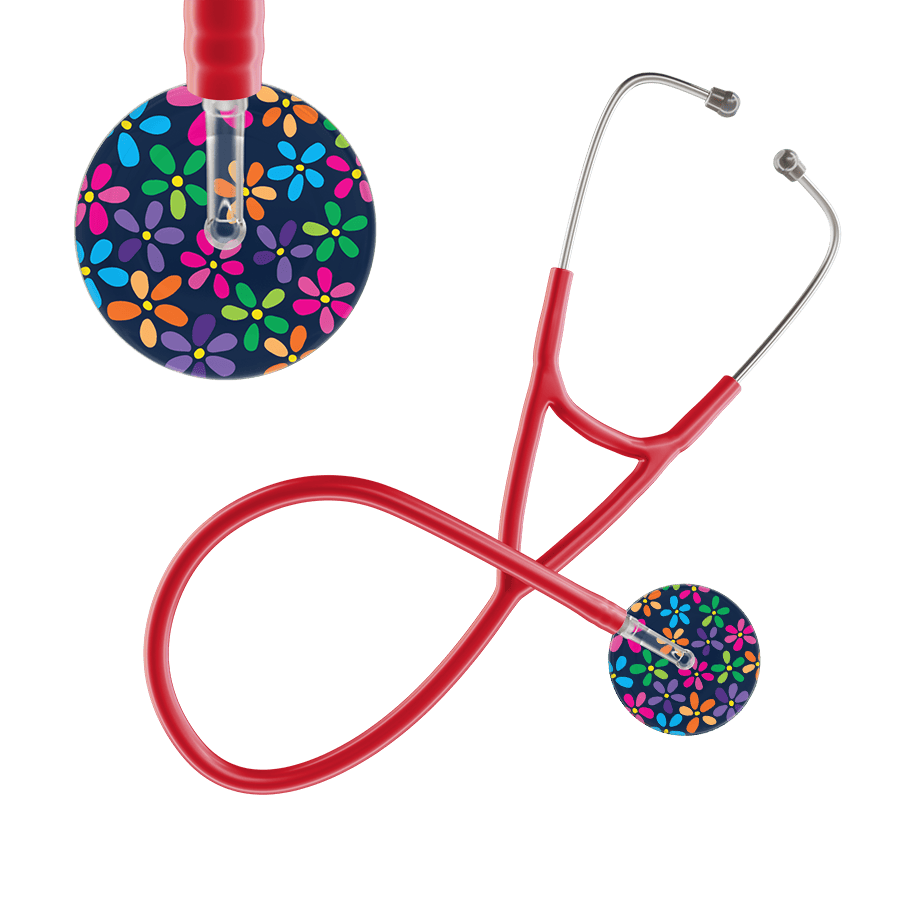 Ultrascope Single Stethoscope Navy Flower Power / Adult / Red Dark Flower Power Cardiology Stethoscope