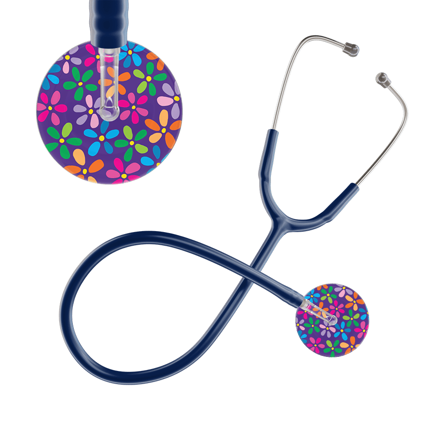 Ultrascope Single Stethoscope Purple Flower Power / Adult / Navy Flower Power Stethoscope
