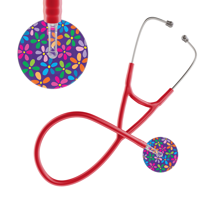 Ultrascope Single Stethoscope Purple Flower Power / Adult / Red Dark Flower Power Cardiology Stethoscope