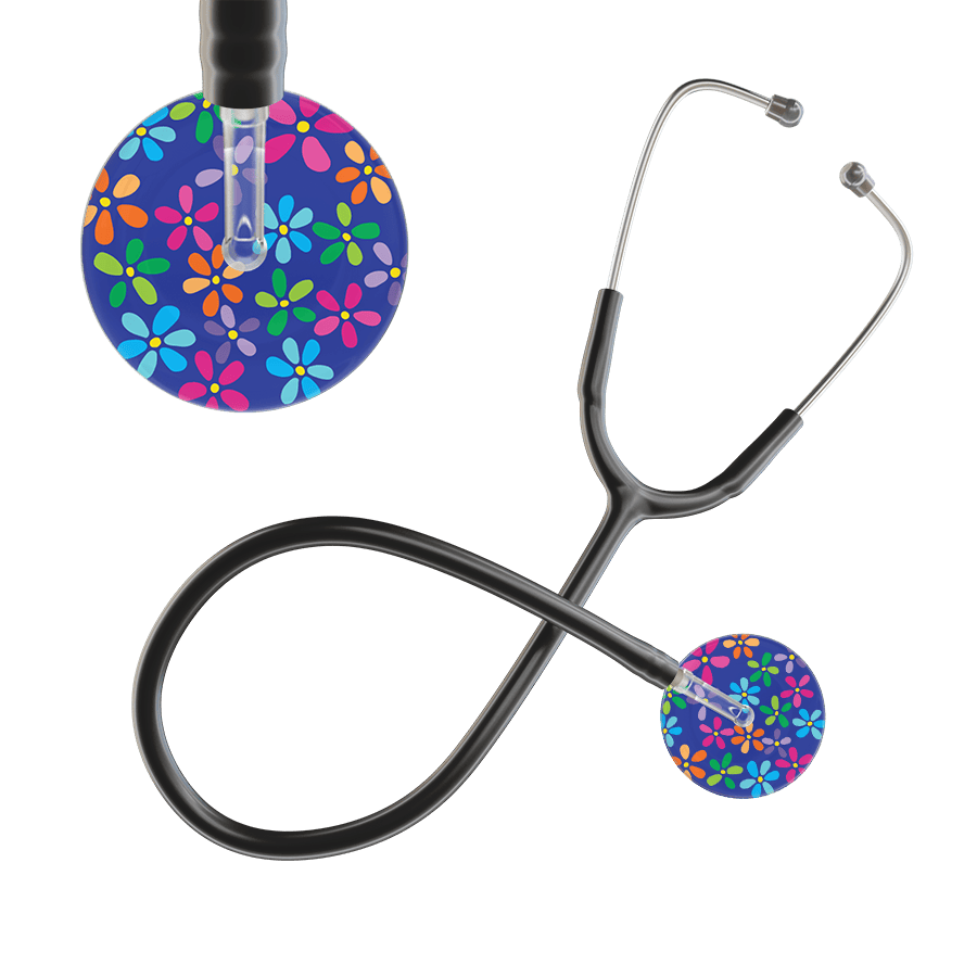 Ultrascope Single Stethoscope Royal Blue Flower Power / Adult / Black Flower Power Stethoscope