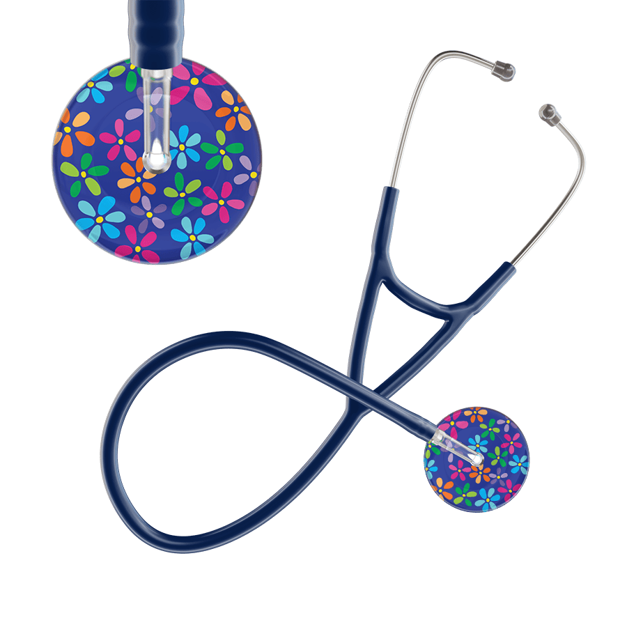 Ultrascope Single Stethoscope Royal Blue Flower Power / Adult / Navy Dark Flower Power Cardiology Stethoscope