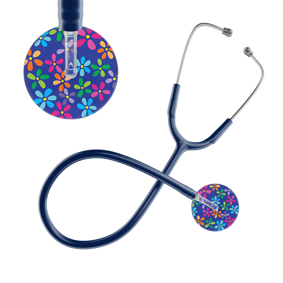 Ultrascope Single Stethoscope Royal Blue Flower Power / Adult / Navy Flower Power Stethoscope