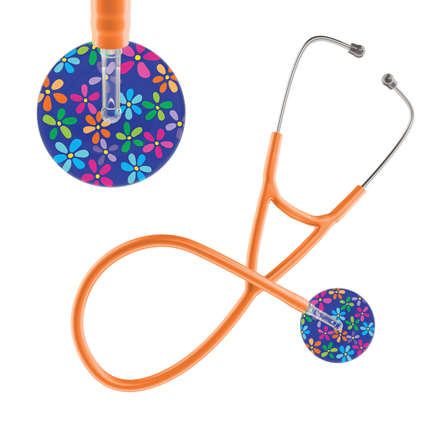 Ultrascope Single Stethoscope Royal Blue Flower Power / Adult / Orange Dark Flower Power Cardiology Stethoscope