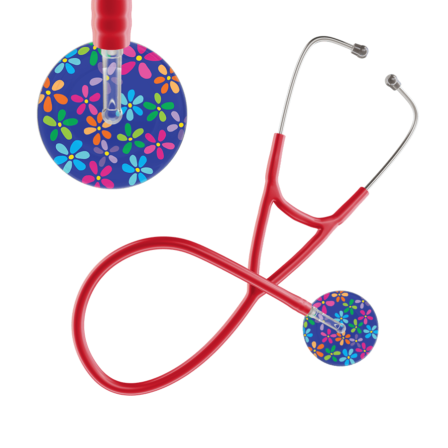 Ultrascope Single Stethoscope Royal Blue Flower Power / Adult / Red Dark Flower Power Cardiology Stethoscope
